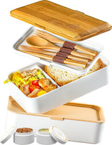 Portapranzo Umami per adulti, Bento Box impilabile a tenuta stagna con 4 posate e scomparti, Portapranzo per adulti, Contenitore per insalata da asporto, Portapranzo da picnic/ufficio, Grigio antracite, 1500 ml