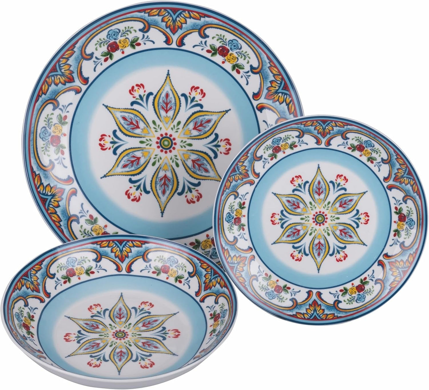 Servizio da tavola in porcellana 18 pezzi, 6 diversi set di piatti, Andalusia