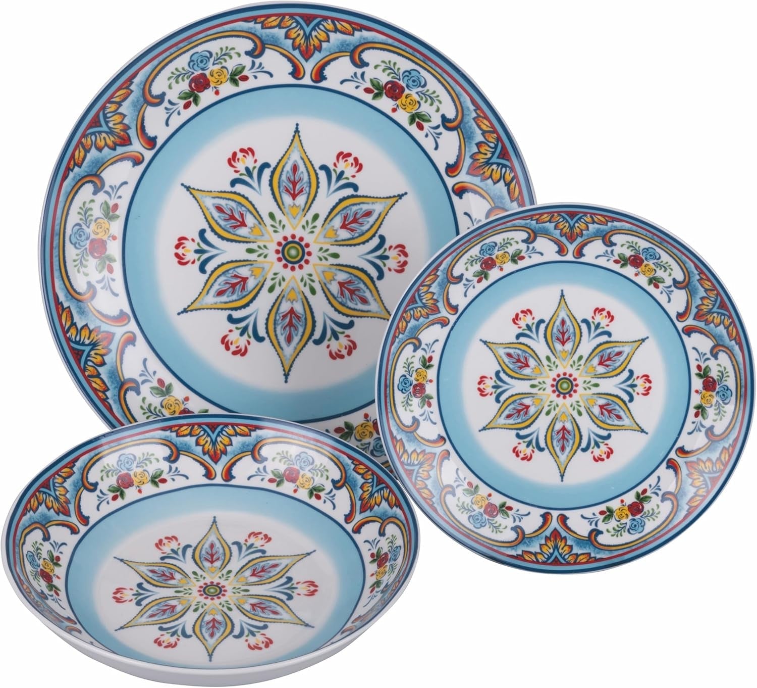 Servizio da tavola in porcellana 18 pezzi, 6 diversi set di piatti, Andalusia