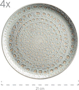 MÄSER 931744 Serie Spicy Market, set di stoviglie per 4 persone dipinto a mano in design vintage mediterraneo, set combinato in ceramica da 16 pezzi, verde, gres