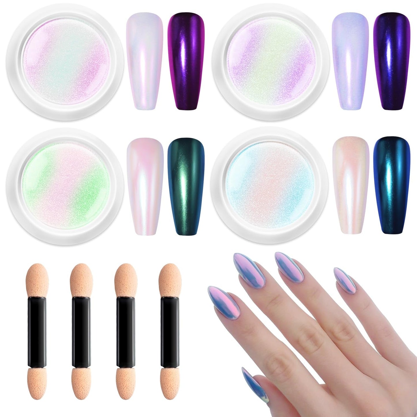 BISHENGYF Polvere per unghie cromata oro rosaNeue Upgrade Grosse Kapazitä Chrom PulverSuper-Spiegeleffekt Metall Mirror Chrome Powder –Neon Glassy Pearl Effect Glitter Nagelkunst Pulver Für DIY Salon