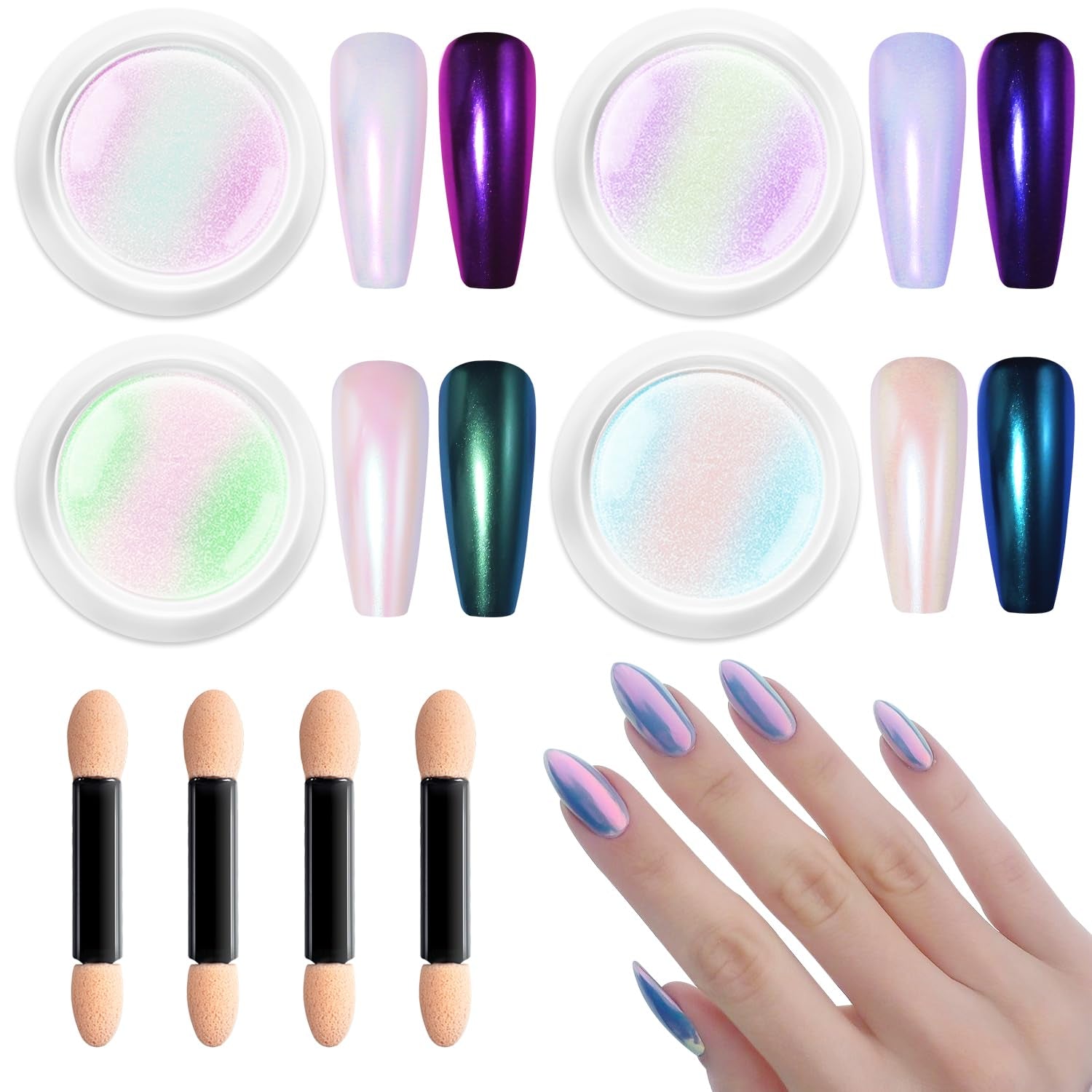 BISHENGYF Polvere per unghie cromata oro rosaNeue Upgrade Grosse Kapazitä Chrom PulverSuper-Spiegeleffekt Metall Mirror Chrome Powder –Neon Glassy Pearl Effect Glitter Nagelkunst Pulver Für DIY Salon