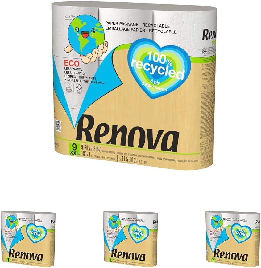 Carta igienica Renova 100% RICICLATA 9 rotoli, bianca, normale