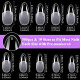 Becellen 500 punte per unghie artificiali, punte per unghie in gel morbido, copertura completa, punte per unghie in gel, unghie artificiali pre-lucidate, set di colla per nail art fai da te (mandorle)