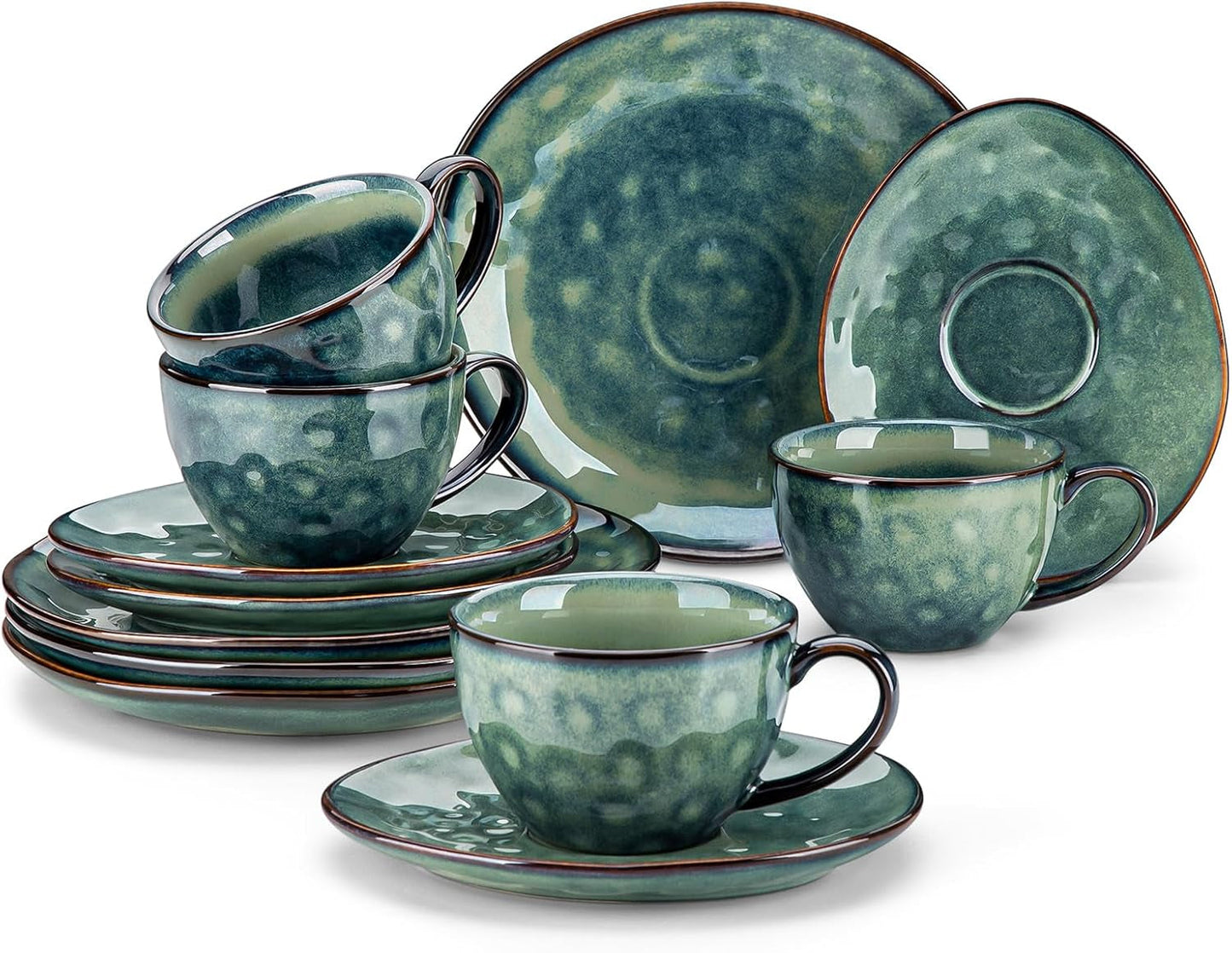 Servizio da caffè in gres Vancasso STARRY Set da caffè da 12 pezzi per 4 persone Include tazze da caffè e piattini Look vintage