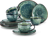 Servizio da caffè in gres Vancasso STARRY Set da caffè da 12 pezzi per 4 persone Include tazze da caffè e piattini Look vintage