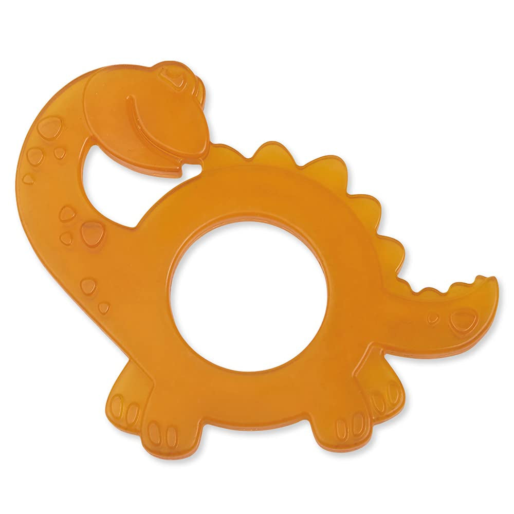 GRÜNSPECHT Anello da dentizione in caucciù naturale biologico per la dentizione dei bambini, massaggia le gengive, senza BPA, morbido, favorisce la motricità fine, modello dinosauro (639-V1)