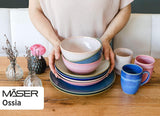 MÄSER 931734 Ossia, Set da banco per 6 persone nel look vintage mediterraneo, servizio da tavola moderno da 12 pezzi con suppellettili e spezie in sandigem Grau, Keramik, Sandgrau