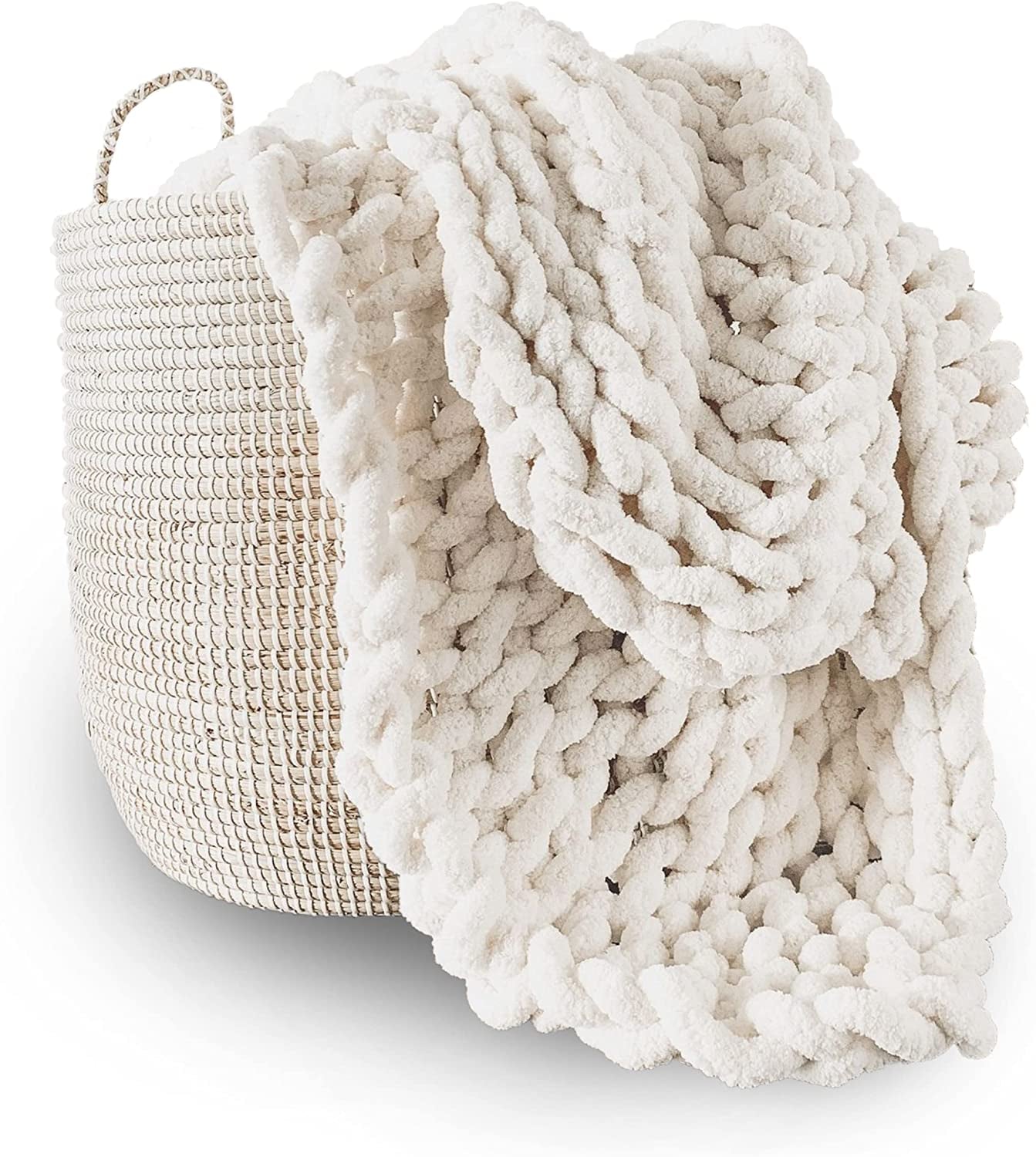Coperta a maglia grossa, plaid, 100% lavorato a mano con filato di ciniglia jumbo (127 X 152,4 cm, grigio lilla) Letti e piumini Adyrescia Cream White 60 "X80"