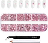 Beadsland 2500 pezzi di vetro per nail art strasssteine ​​​​Kristall Flatback Edelsteine ​​​​Runde, ​​für Handwerk Gemischt 8 Größen SS4 ~ SS30 con picking Pinzette e Stift (Kristall Weiss)