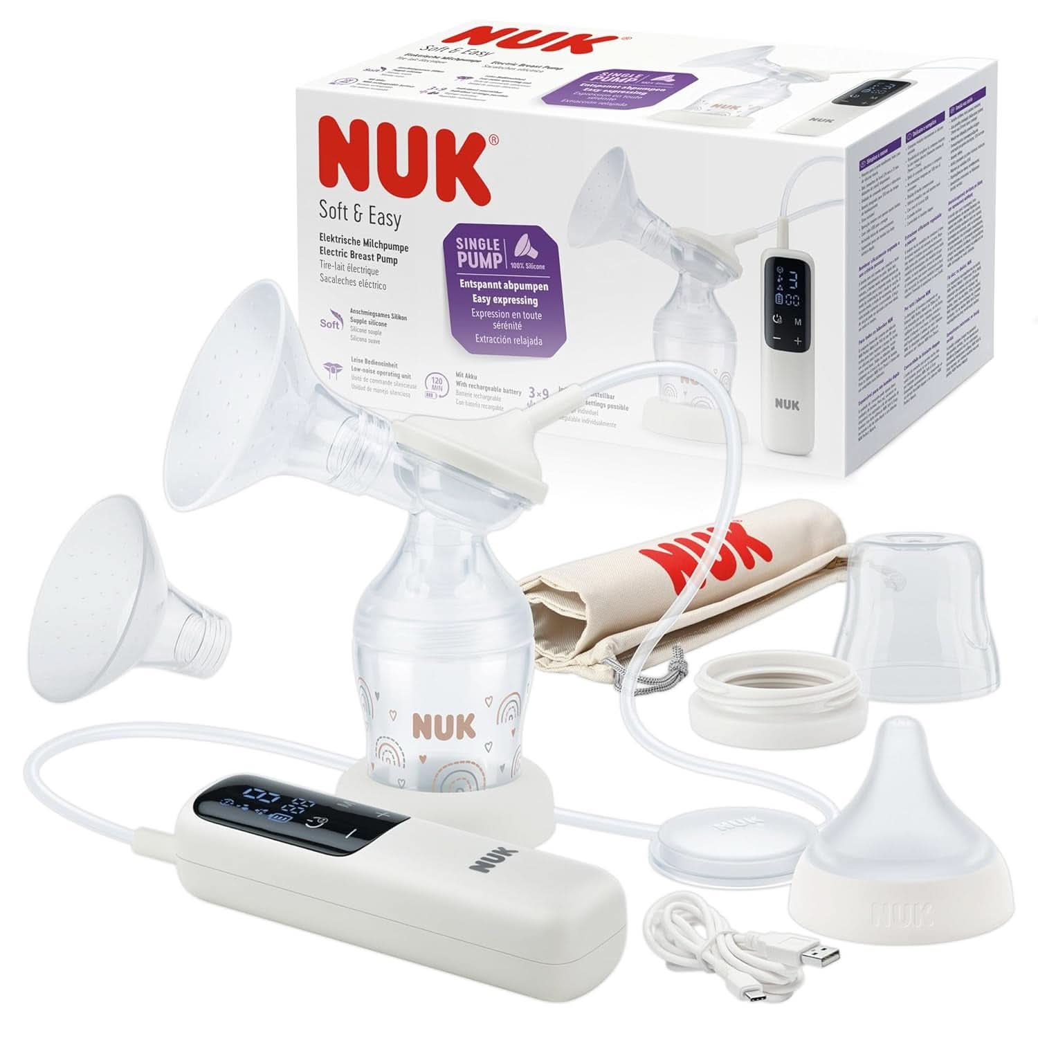 Set per tiralatte manuale NUK, morbido cuscino in silicone, 2 biberon perfettamente abbinati, 150 ml Accessori per alimenti e allattamento Bebe Naty Shop Milchpumpe