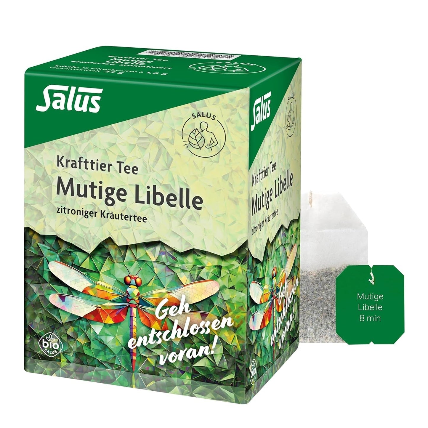 Salus - Krafttier Tea - Brave Dragonfly - 1X 15 sacchetti filtro (24g) - Tisana al gusto di limone - Con erba di San Giovanni - Aromatizzata - Bio