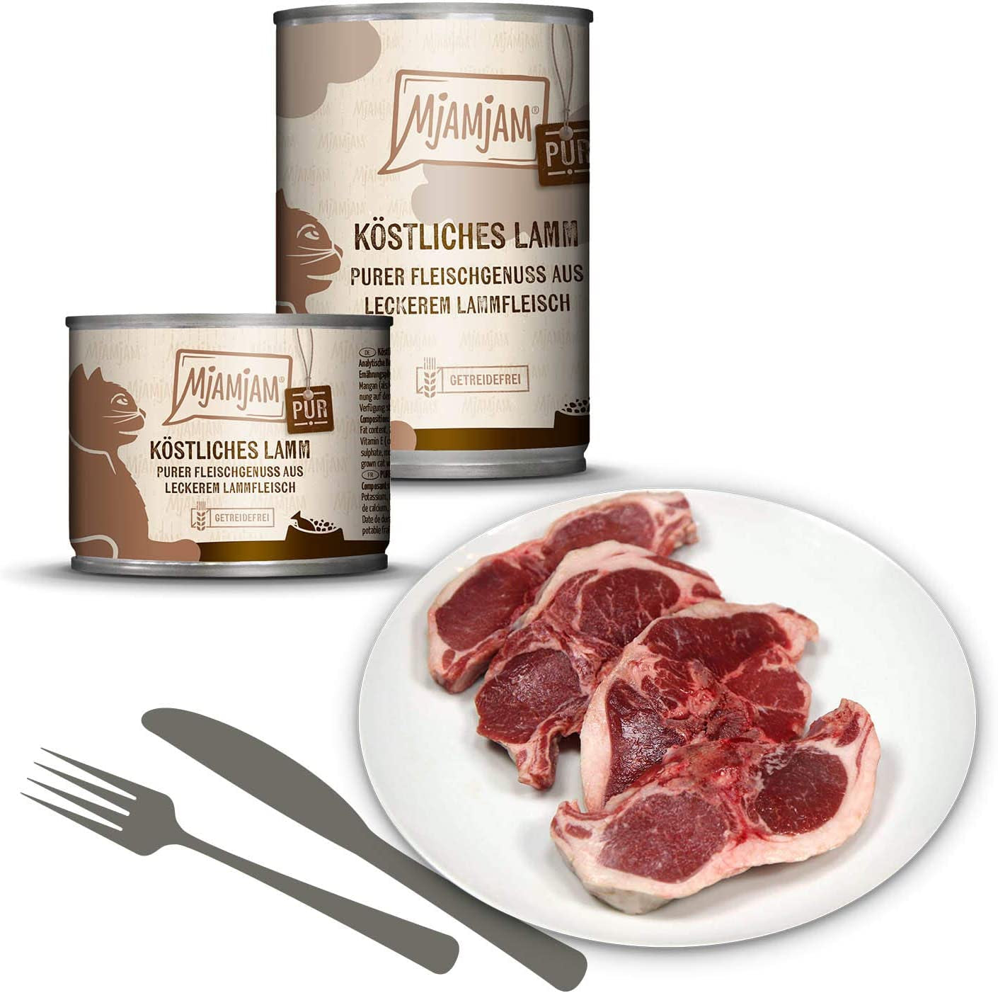 MjAMjAM - Cibo umido premium per gatti - Pack Mix V - Pure Meat Delight Confezione da 6 (6 x 400 g) Senza cereali con carne extra