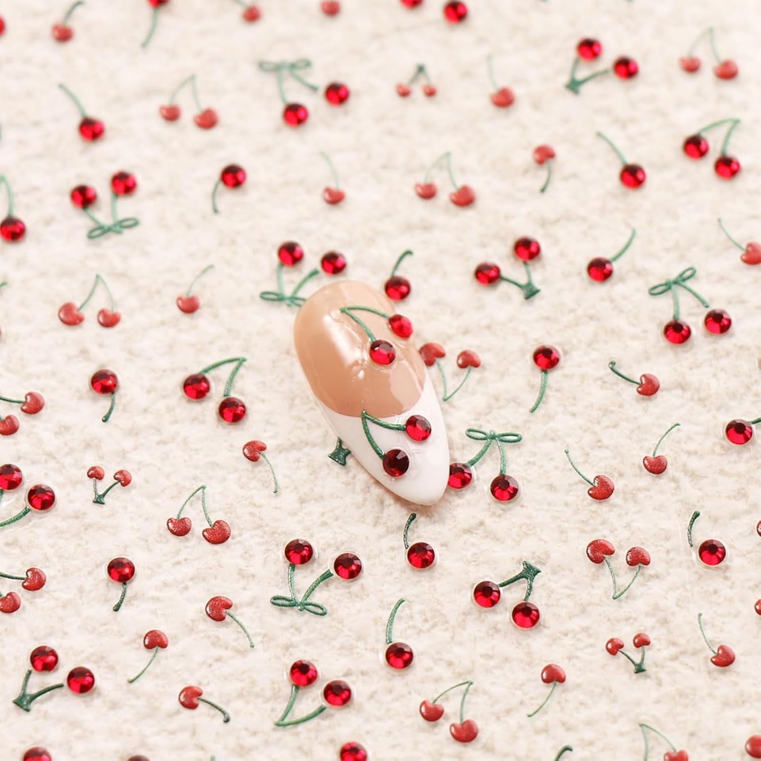 JMEOWIO 3D Nagelsticker Kirsche Nail Art Sticker Self-klebend Nagelaufkleber 5D Stereoscopico Decorazione Nageldesign Zubehör 1 Blatt