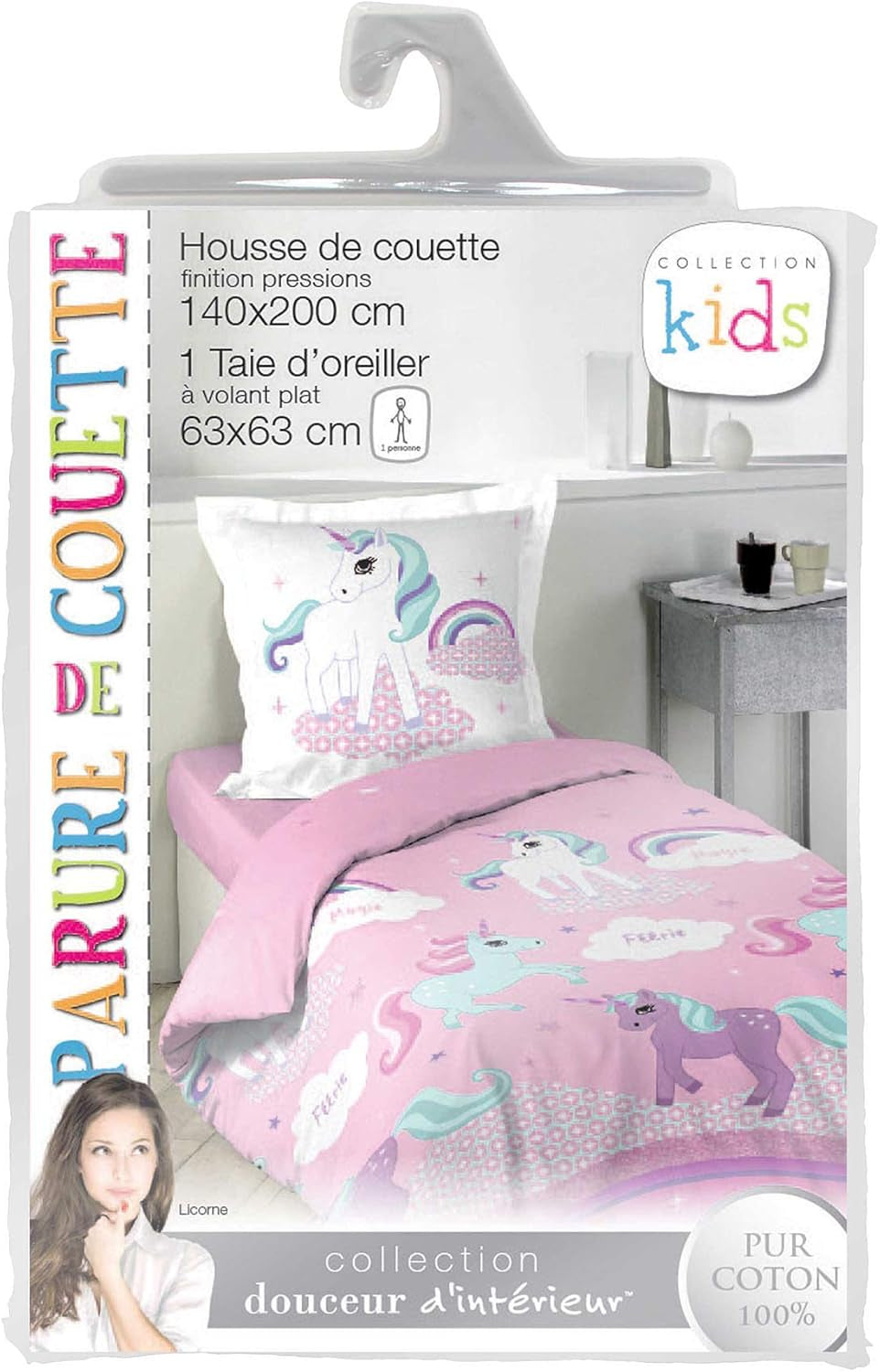 Lenzuola unicorno con federa, Lenzuola in cotone - bambini Naty Shop