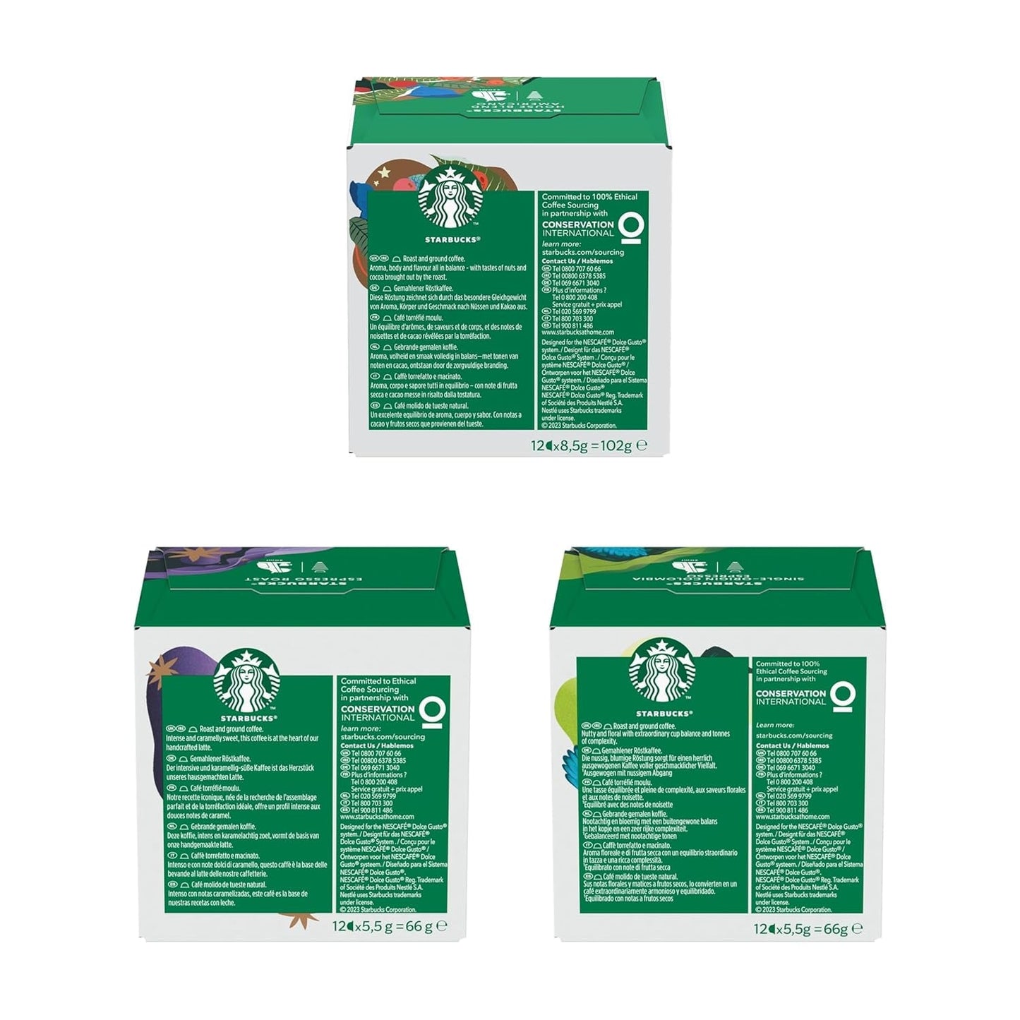 STARBUCKS Probierset, Espresso-Varianten di Nescafé Dolce Gusto Kaffeekapseln 6 x 12 (72 Kapseln) - Exklusiv bei Amazon