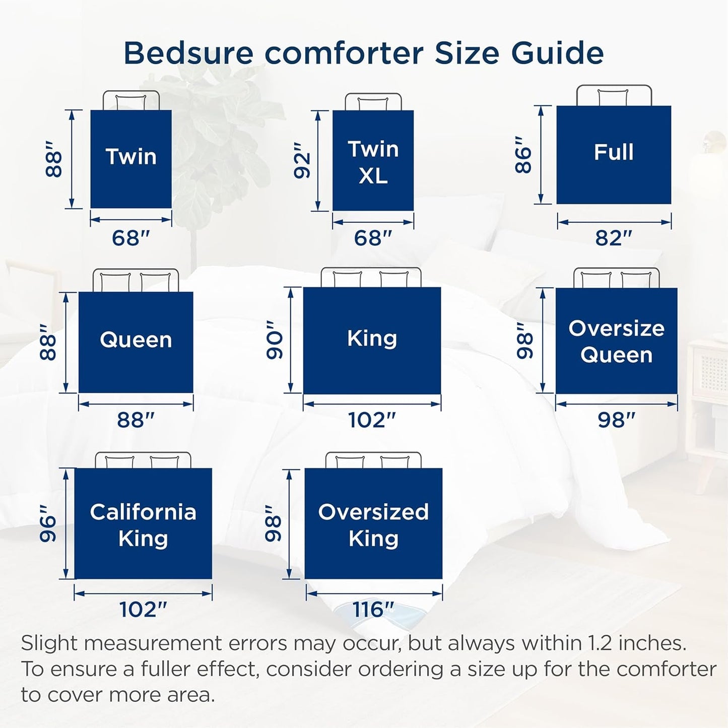 BEDSURE Trapunta Trapuntata Completo/Queen (88"X88") Bianco Piumini e Trapunte Naty Shop