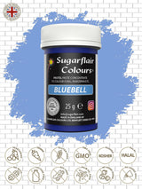 Colorante alimentare pastello Sugarflair per pasta, Bell Blue, colorante alimentare per pasta, fondente e marzapane, colori concentrati spettrali - 25 g