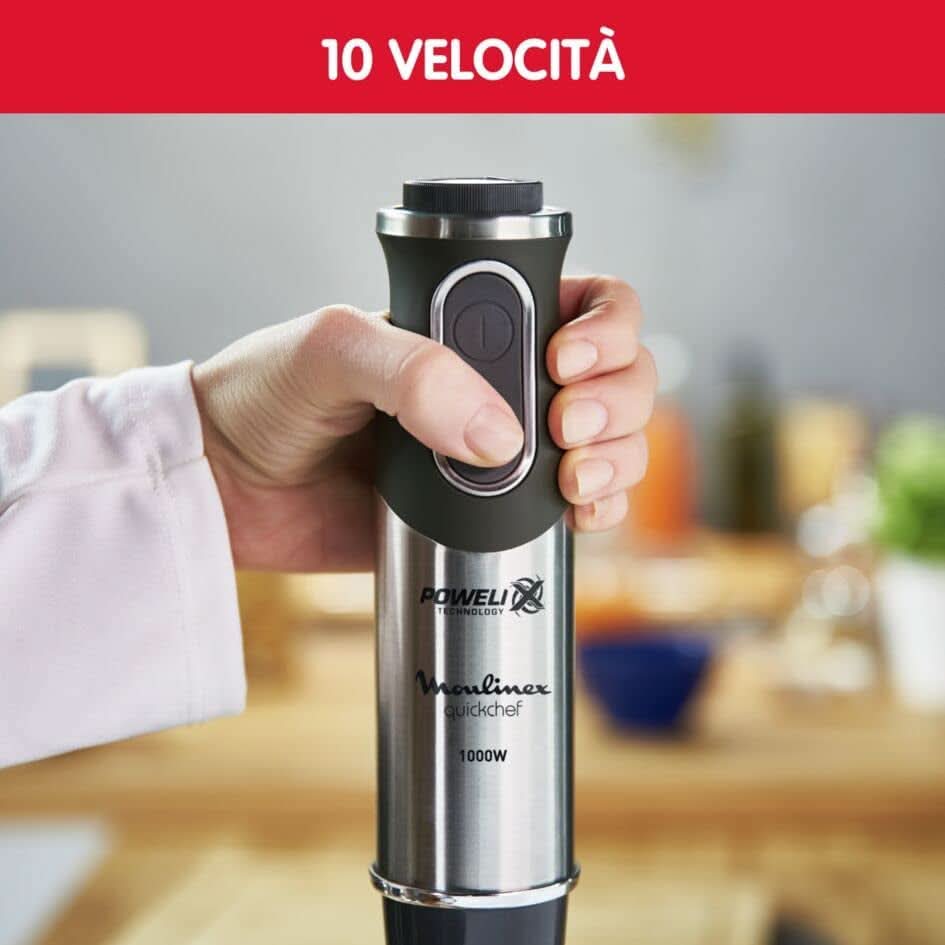 DD6558 DD655810 Quickchef Tauchmixer 3 in 1, tecnologia Powelix, 3 ripiani, acciaio inox, acciaio/nero Kitchen Naty Shop
