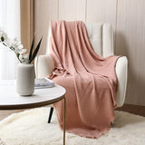 CREVENT Coperta lavorata a maglia color ruggine per divano, poltrona, letto, decorazioni per la casa, morbida, calda, accogliente, leggera, primavera estate autunno (127,8 x 152,4 cm caramello/marrone/arancione bruciato) CREVENT Letti e coperte a nido d'ape rosa