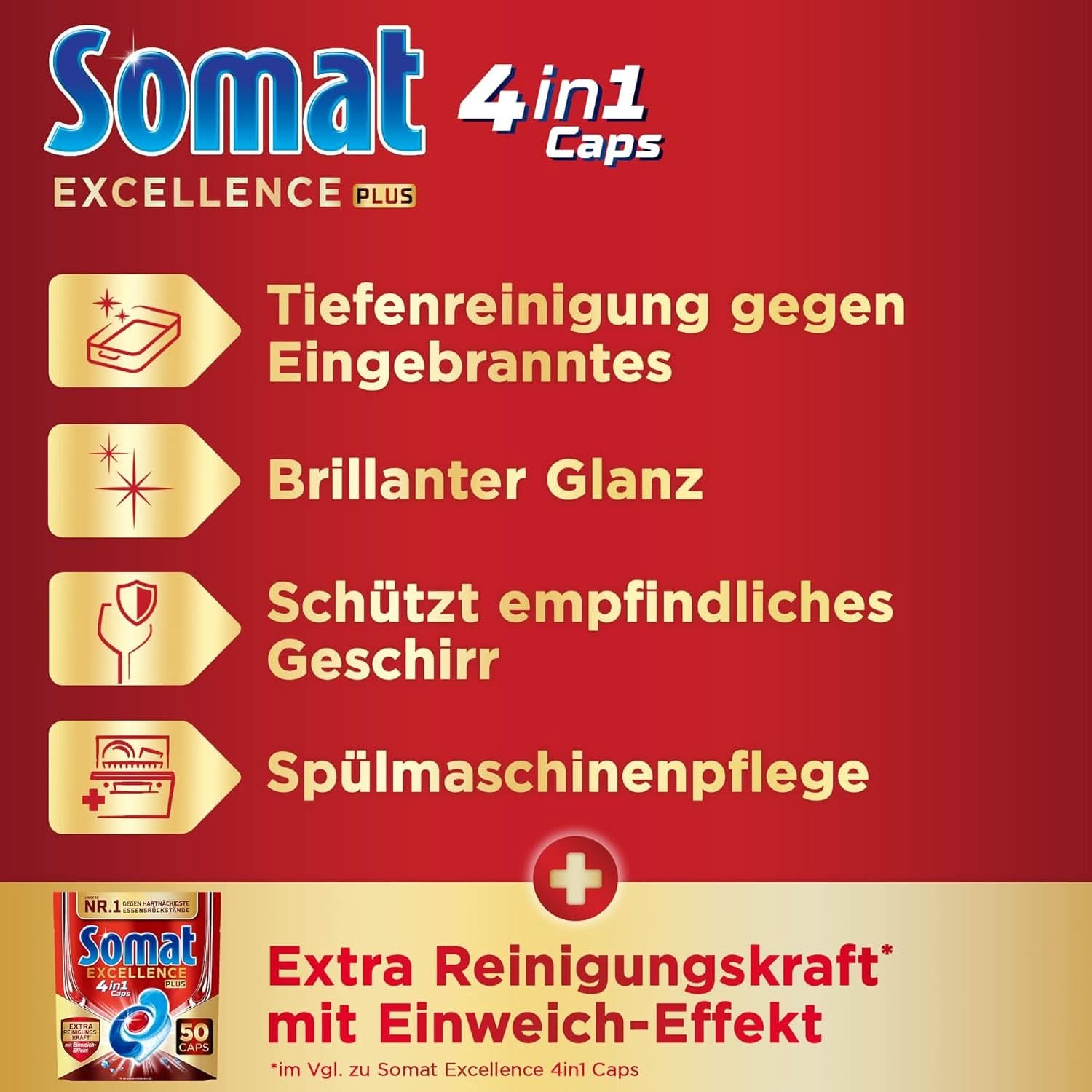 Somat Excellence plus 4In1 Caps (50 Caps), pastiglie per lavastoviglie Naty Shop