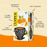 CUPPER Tè alla frutta biologico "Infuso di arancia e limone", 20 bustine di tè non sbiancato, biologico, commercio equo e solidale