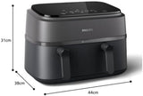 Philips Airfryer Dual Basket Serie 3000, 9L, 2 cestelli, 2 piatti pronti contemporaneamente, tecnologia Rapidair più aria calda Elettrodomestici Naty Shop