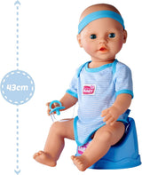 Simba 105030044 - Bambola neonato - Ragazzo, bambola interamente in vinile con occhi per dormire, funzione per bere e bagnare e accessori, 8 pezzi, 43 cm, bambola, dai 3 anni in su
