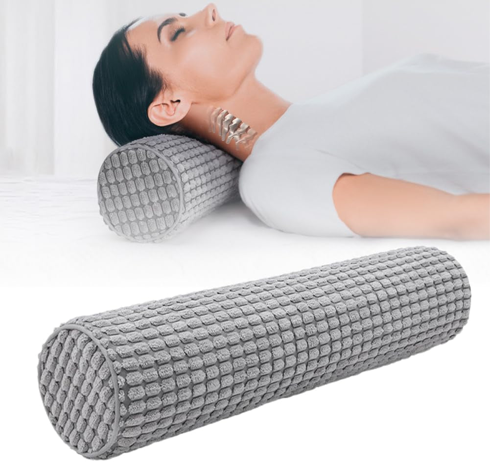 Rullo per il collo con copertura, cuscino da viaggio in memory foam 11X45 cm, cuscino per il collo in peluche lavabile in loco per alleviare il dolore al collo, cuscino per il collo per casa, ufficio, viaggio Cilindro rotondo Cuscini ortopedici cervicali per yoga Naty Shop Default Title