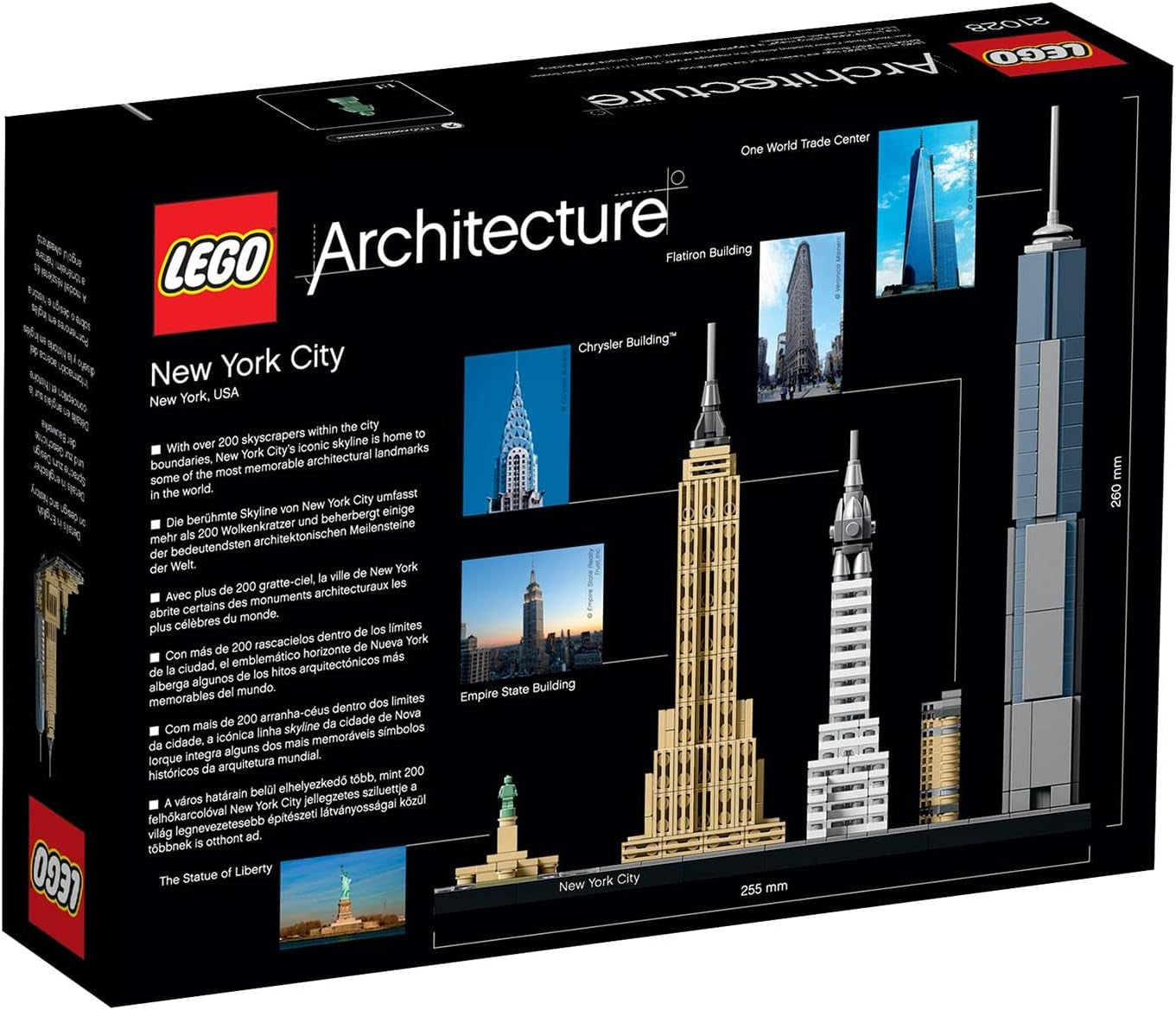 LEGO Architecture New York City Set, Kit modello Skyline con World Trade Center e Statua della Libertà, Creazioni per adulti, Decorazioni per la casa e l'ufficio, Regali per donne e uomini 21028 Set da costruzione Besuche den LEGO-Store