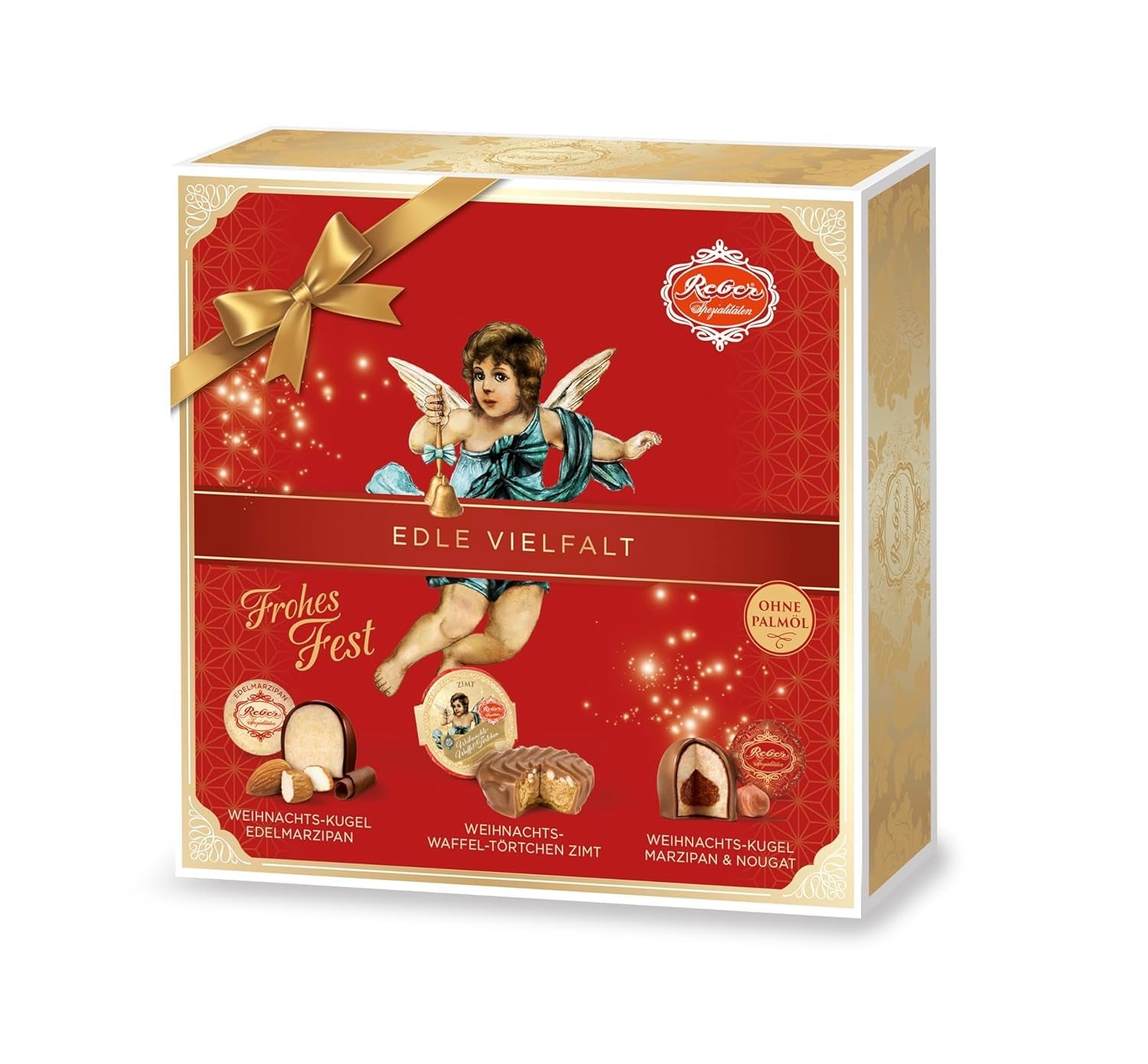 Reber Mozart palline al cioccolato fondente, confezione da 6 con marzapane e torrone, vegan - 1 x 120 g
