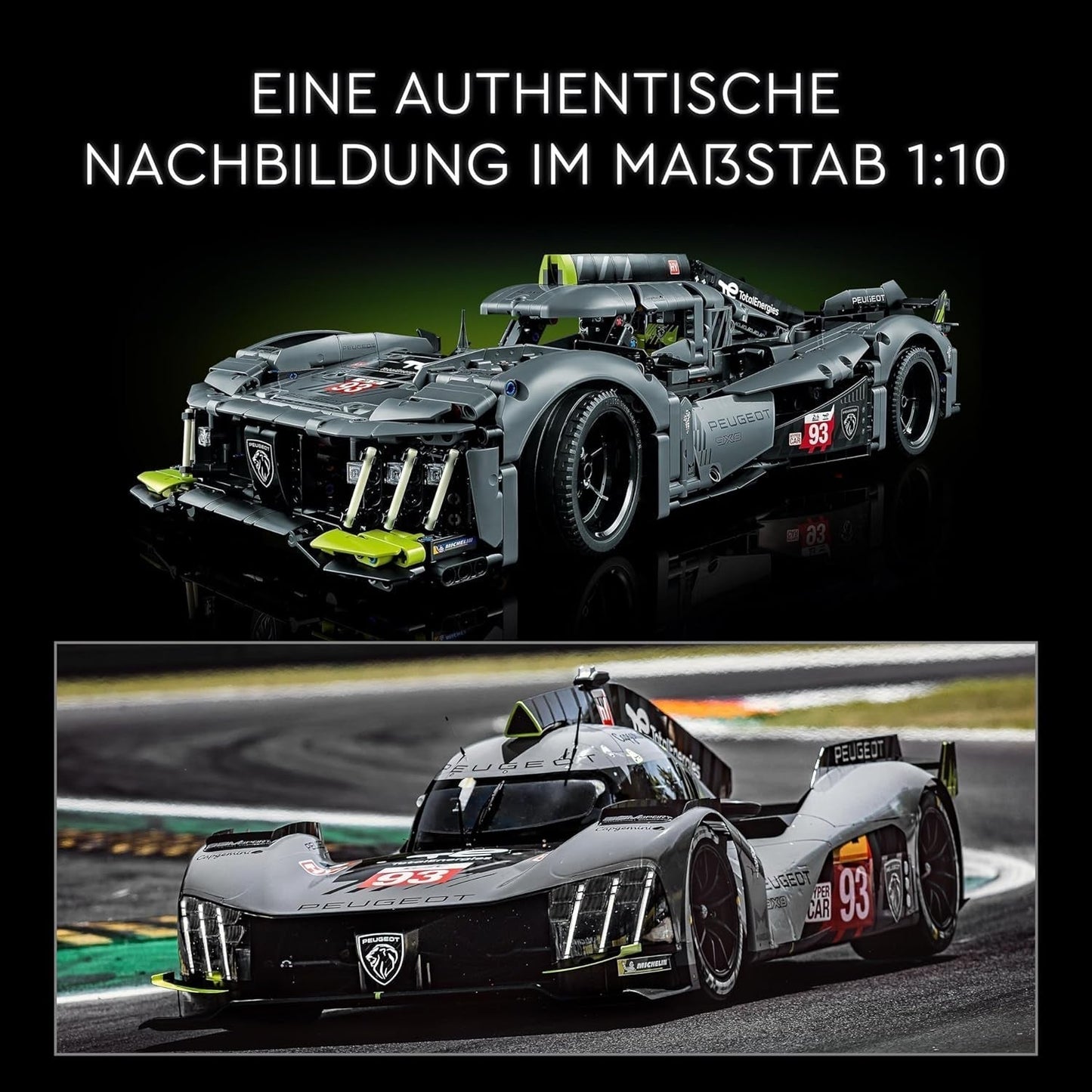 LEGO 42156 Technic Peugeot 9X8 24H Le Mans Hybrid Hypercar Leggendaria auto da corsa Kit modello per adulti Auto da corsa in scala 1:10 da collezione per giocatori avanzati Kit di costruzione Acquista il negozio LEGO