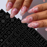 6 Fogli Modello Aerografo Adesivi per Unghie, Farfalla Fiamma Stelle Cuore Stelle Adesivi per Unghie Stampa Stencil Strumento Nail Art Adesivi Autoadesivi per Donne Nail Art Design Adesivi