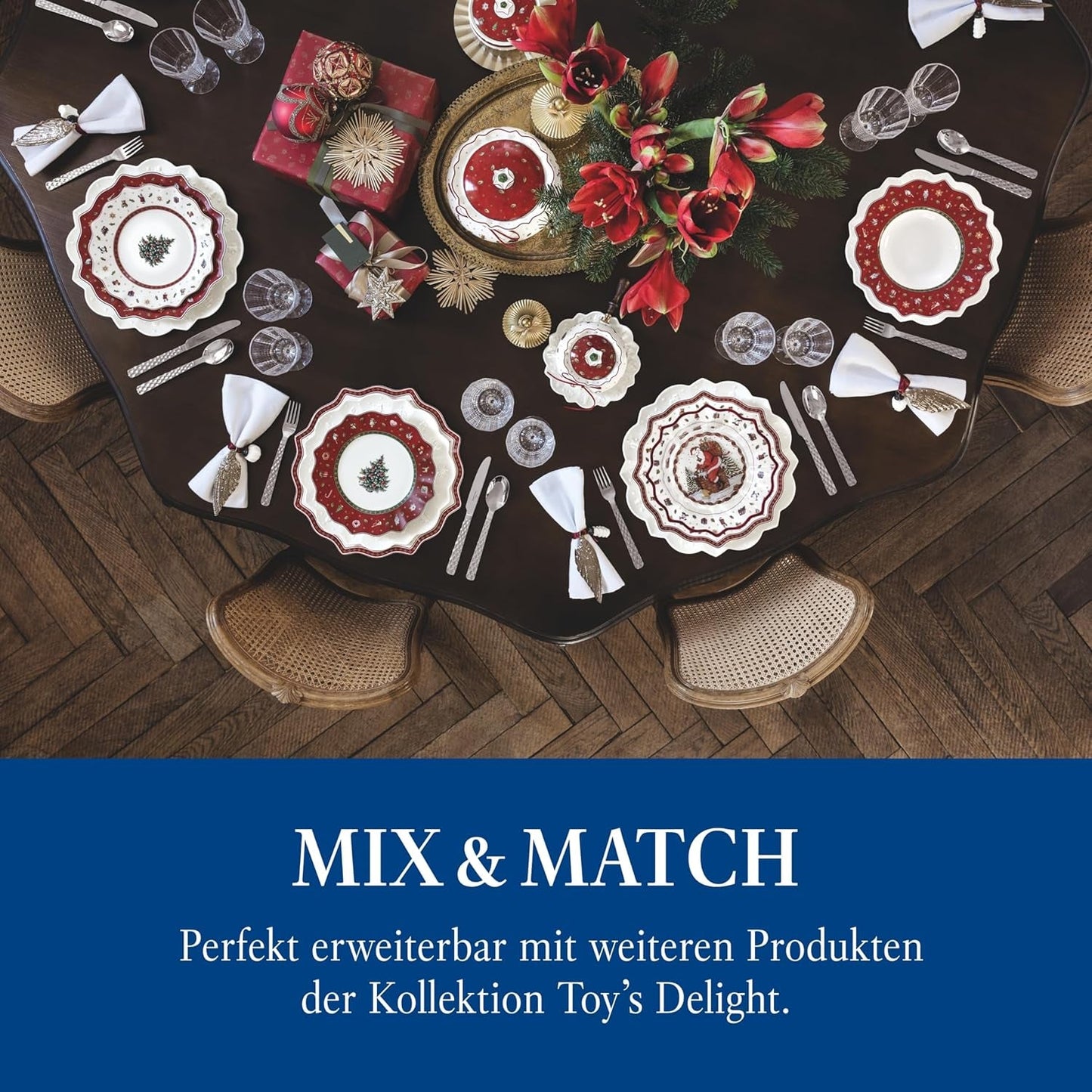 Villeroy & Boch - Toy's Delight Set per sughi, 4 pezzi, Piatto da portata con ciotole, Set di ciotole per sugo di Natale, Decorazione da tavola giocattolo, Vassoio da portata, Ciotole, Stoviglie natalizie, Porcellana Premium