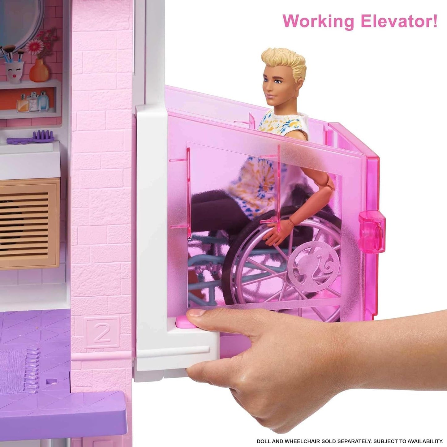 Barbie Dream House (114 cm), casa delle bambole a 3 piani, piscina, scivolo, ascensore per sedie a rotelle, 75 accessori, bambole, adatta come regalo per bambini dai 3 anni in su, GRG93