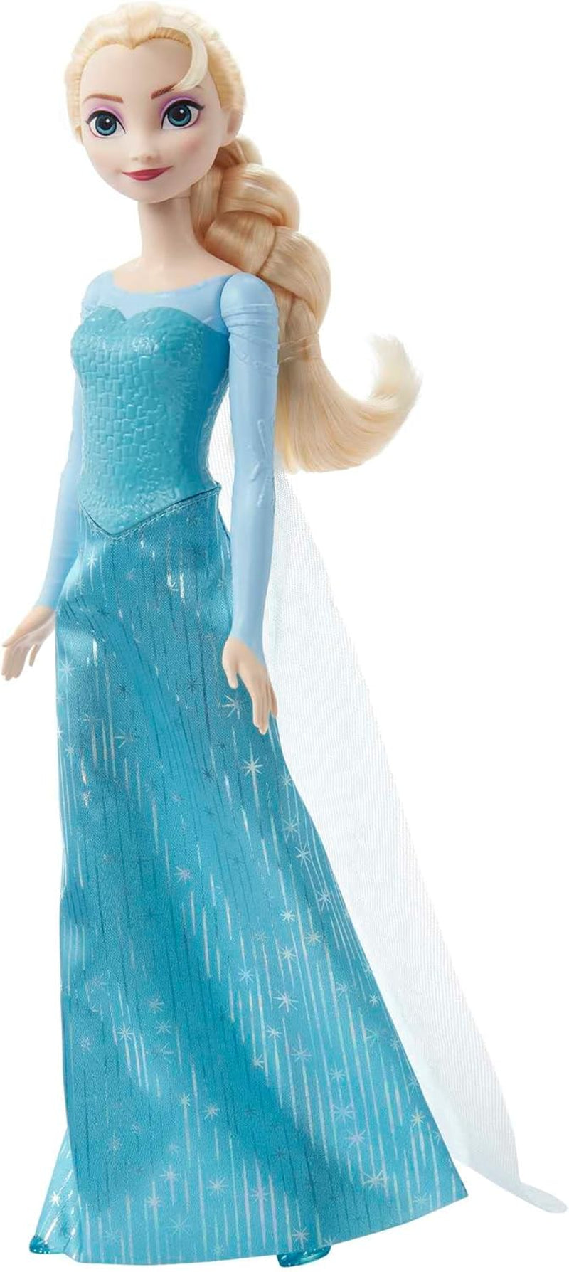 Elsa Mattel Disney Frozen Doll, Frozen Doll, Capelli biondi pettinabili, Scarpe posizionabili, staccabili, Regali Disney, Giocattolo di età 3+, HLW47