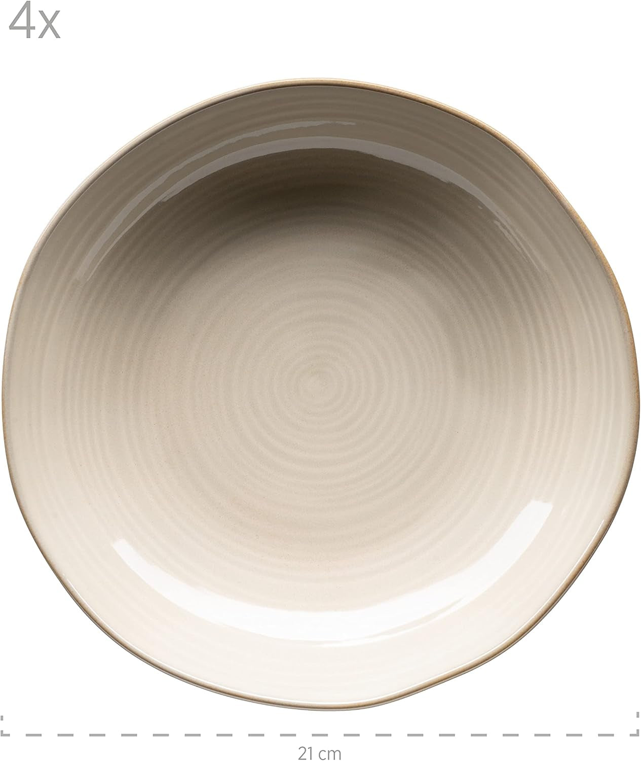 MÄSER 931371 Nottingham Serie Vintage Servizio da tavola per 4, Servizio da tavola da 8 pezzi, Piatti piani e Piatti piani, Look retrò rotondo irregolare, Gres, Beige