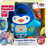 Lettore musicale karaoke WinFun, design pinguino, con luci lampeggianti ed effetti eco, in blu, stile giocoso, connessione USB Baby Toys Naty Shop