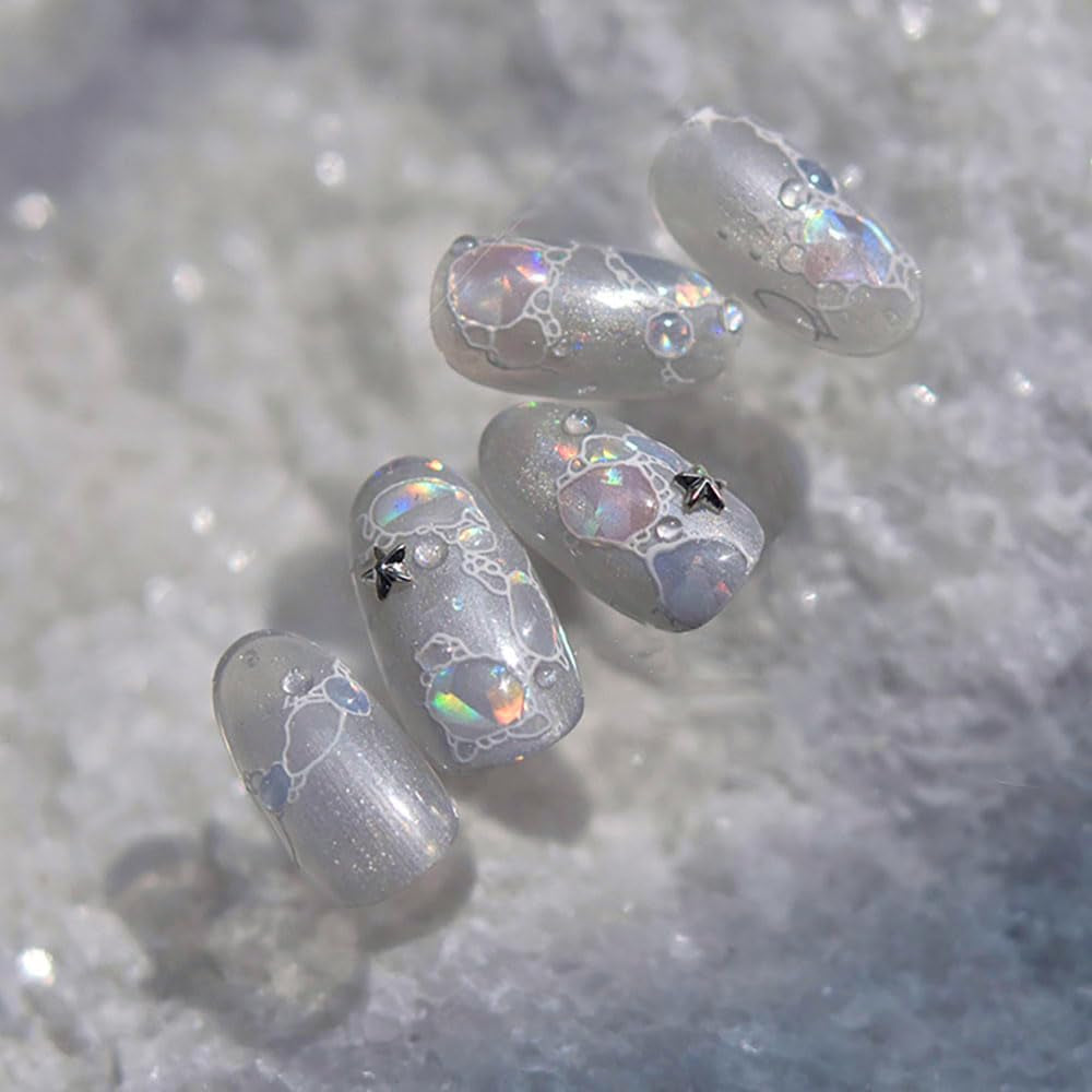 Adesivi per unghie glitter Onde d'acqua estive Nail art stellato Fantasia Onde di acqua di mare Disegni per unghie Adesivi per unghie Onde di acqua di mare Accessori per unghie Nail art