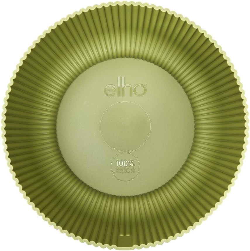 elho Vibes Fold Bowl 25 - Vasi da fiori per interni - 100% plastica riciclata - Ø 24,9 x H 12,1 cm - Verde/Ferngrün