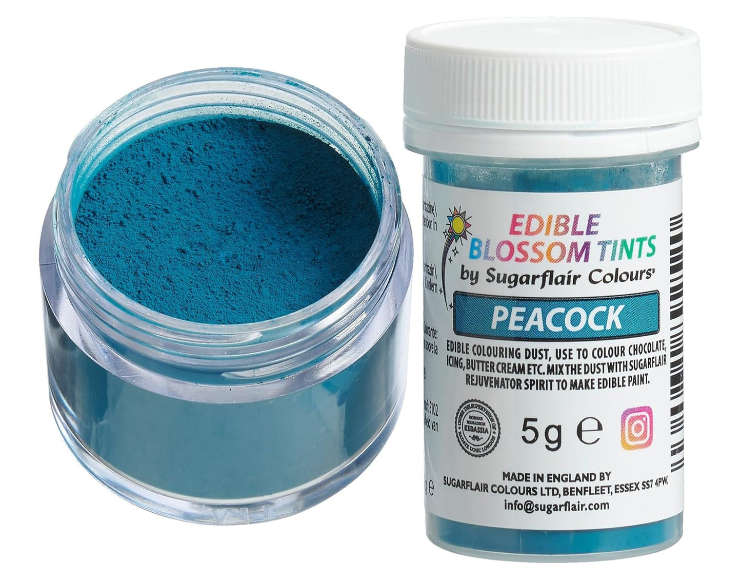 Sugarflair Blossom Tint Dust Pavone Colorante Alimentare in Polvere - Colorante Alimentare in Polvere per Decorare Torte, Pasta di Zucchero, Fondente, Glassa, Cioccolato, Crema di Burro, Macarons e Altro - 5G