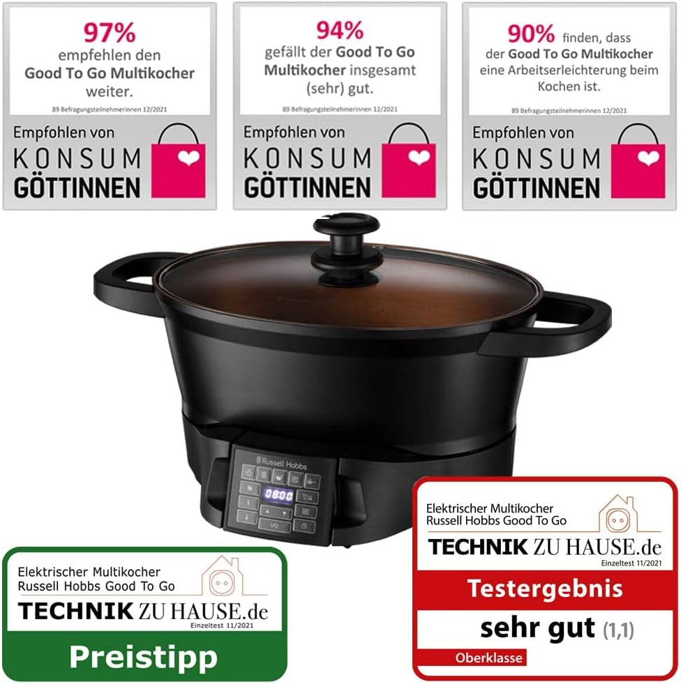 Multicooker Russell Hobbs 6,5L, display digitale, 8 funzioni di cottura Slow Cooker Naty Shop