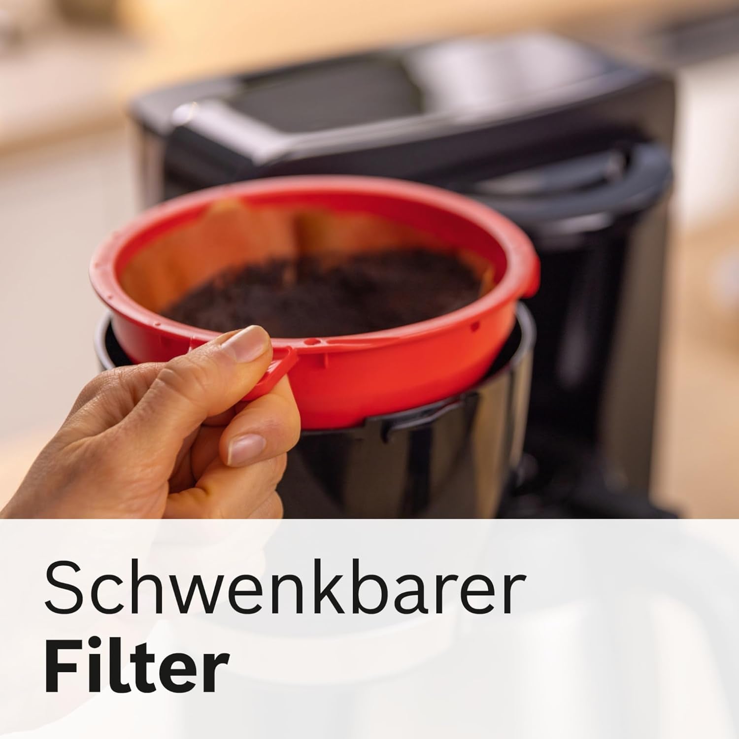 Bosch MyMoment TKA6M273 Macchina per caffè espresso con filtro, caraffa termica da 1 litro, 8-12 tazze, sistema antigoccia, portafiltro rotante, programma di decalcificazione, serbatoio acqua removibile, 1200 Watt, nero opaco