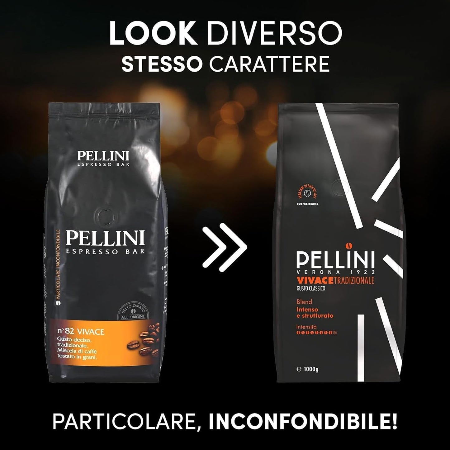 Pellini N.82 Vivace, Kaffeebohnen für Espresso 1 kg, Arabica- und Robusta-Mischung mit Kräftigem und Ausgefungem Gesmack, Mittlere Röstung