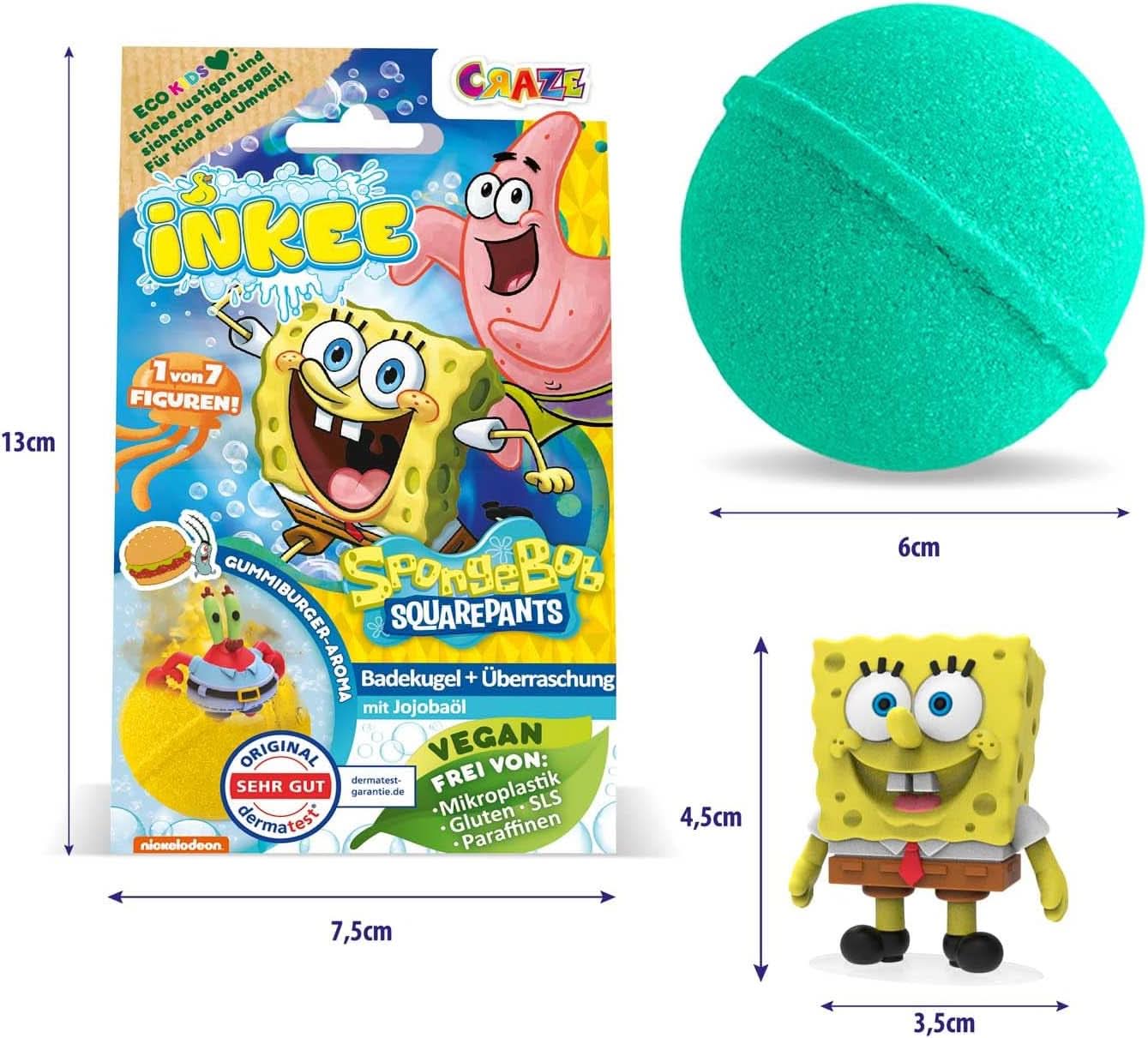 INKEE Spongebob Surprise Bomba da bagno per bambini Spongebob Squarepants da collezione 80 grammi Naty Shop