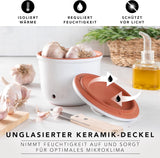 Römertopf Fresh Pot MINI 0,6 litri - Pentola per aglio in ceramica - L'argilla traspirante mantiene le verdure fresche più a lungo - Circolazione dell'aria ideale - Contenitori per alimenti bianchi Naty Shop