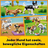 LEGO Creator 31137 Set simpatico cane 3 in 1 con personaggi di animali bassotto, carlino, barboncino e altri, giocattolo per bambini 7+, regalo per gli amanti dei cani Set di costruzione Besuche den LEGO-Store