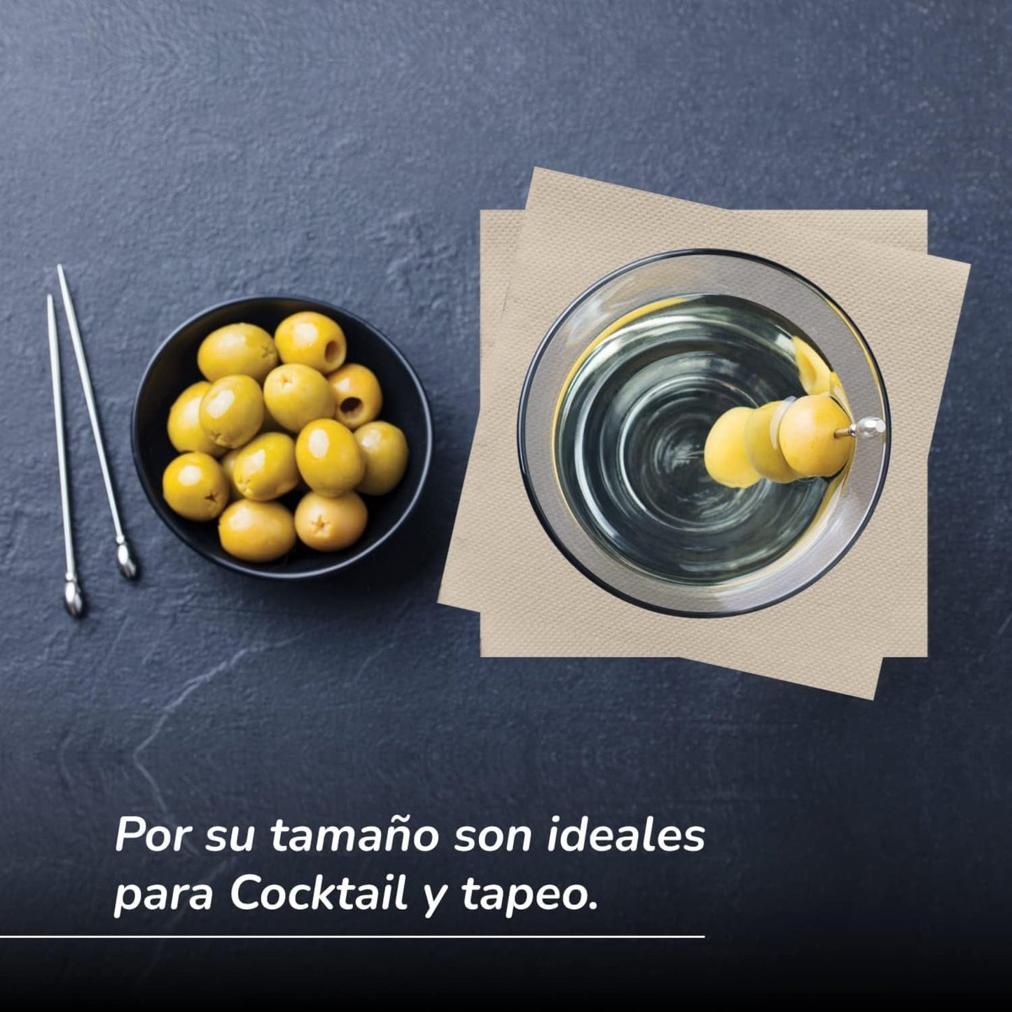 Confezione da 300 tovaglioli di carta da cocktail, 100% riciclabili e biodegradabili, porta tovaglioli in acciaio inossidabile, tovaglioli ecologici, 10 x 10 cm, piegati.