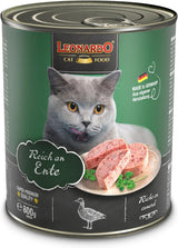 LEONARDO Alimento Umido [6x800g Anatra] | Cibo umido per gatti senza cereali | Cibo in scatola umido completo