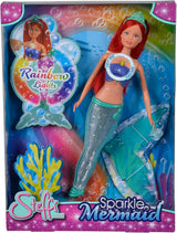 Simba 105733656 - Steffi Love Bambola Sirena Scintillante (39 cm) - Sirena Luminosa che Cambia Colore Arcobaleno Luminoso Giocattolo Impermeabile per Bambini dai 3 Anni in su